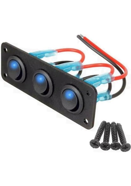Shuıvan On-Off Anahtarlı Switch Panel 3'lü Mavi Işık