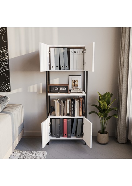 Ygdecor Metal Kitaplık 5 Raflı Kapaklı Kitaplık Çok Amaçlı Dosya Kitap Rafı Ofis Salon Raf fiyatları
