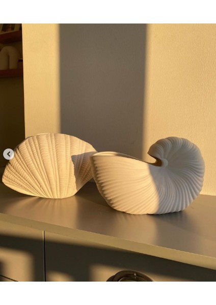Dekoratif 2li Seramik Midye Vazo