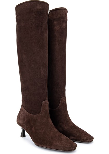 Kadın Deri Kahverengi Süet Topuklu Çizme 1078 022 Bn Czm SK24-25 Kahve Suet fiyatları