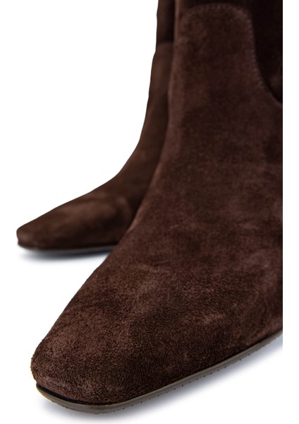 Kadın Deri Kahverengi Süet Topuklu Çizme 1078 022 Bn Czm SK24-25 Kahve Suet modelleri