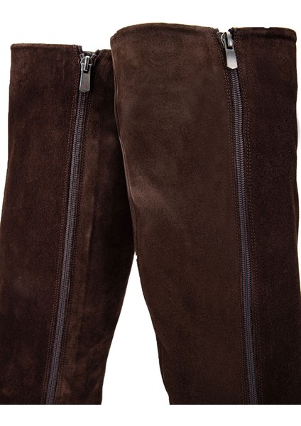 Kadın Deri Kahverengi Süet Topuklu Çizme 1078 022 Bn Czm SK24-25 Kahve Suet fırsatları