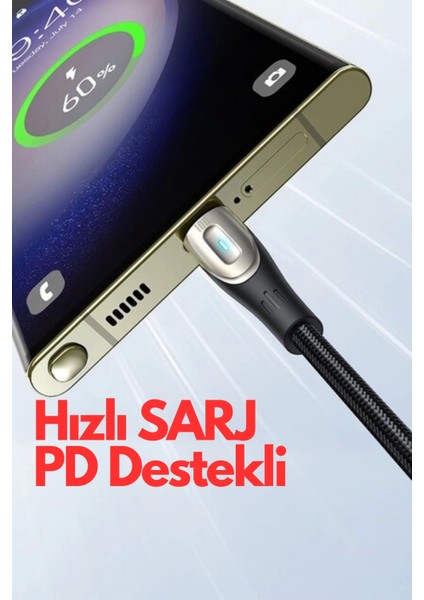 Star-Light Kopmayan Halat 100W Pd 5A Hızlı Şarj Data ve Kablosu Type-C To Type-C 1.2 Metre Siyah