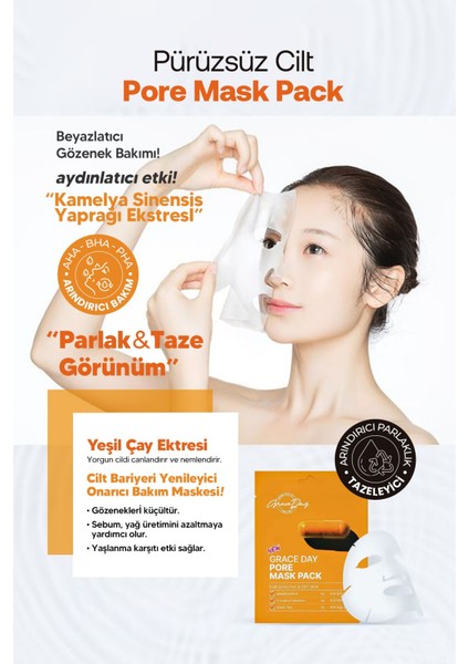 Gözenek Bakımı Için Vitamin ve Aha Bha Pha Içeren Kağıt Maske Grace Day Pore Mask Pack