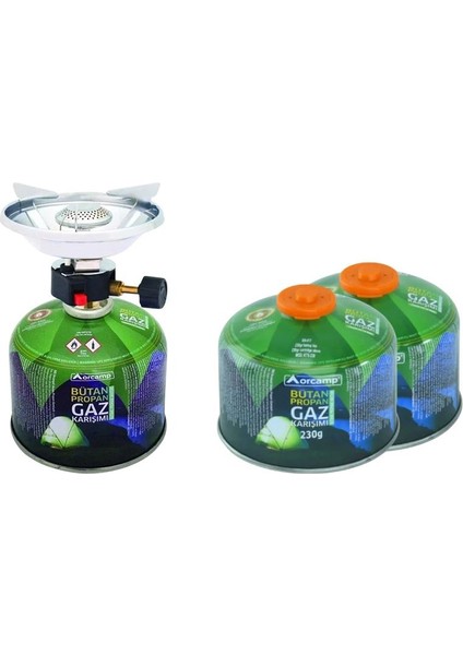 Çakmaklı Siboplu Kartuş Ocak+Tüp CK-193-230+2 Adet 230 gr Tüp ORC-006-A2