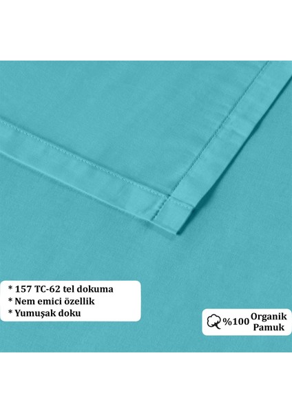 Organik Pamuk Akfil Düz Çarşaf Seti Tek Kişilik 160X240 cm Turkuaz modelleri
