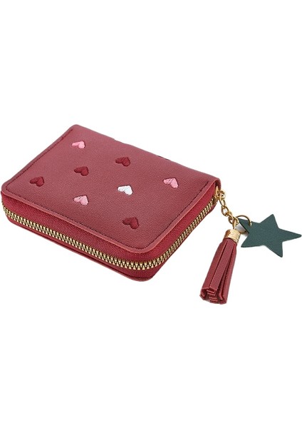 Püskül Fermuarlı Cüzdan Bayan Kısa Çok Fonksiyonlu Kadın Para Cüzdanı Bir Katlama Çok Fonksiyonlu Cüzdan (Yurt Dışından)