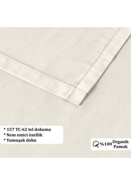 Organik Pamuk Akfil Düz Çarşaf Seti Çift Kişilik 240X260 cm Kırık Beyaz modelleri