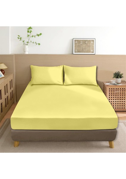Organik Pamuk Akfil Düz Çarşaf Seti Çift Kişilik 240X260 cm Sarı