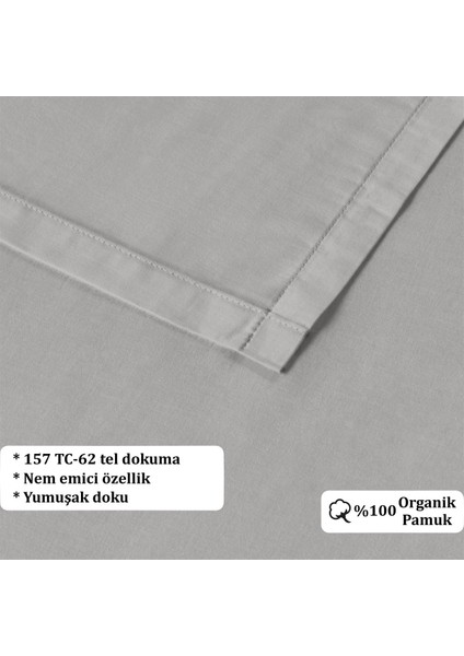 Organik Pamuk Akfil Düz Çarşaf Seti Çift Kişilik 240X260 cm Gri modelleri
