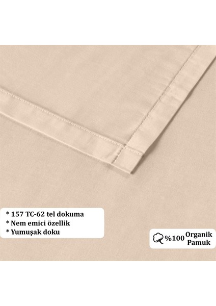 Organik Pamuk Akfil Düz Çarşaf Seti Çift Kişilik 240X260 cm Pudra modelleri