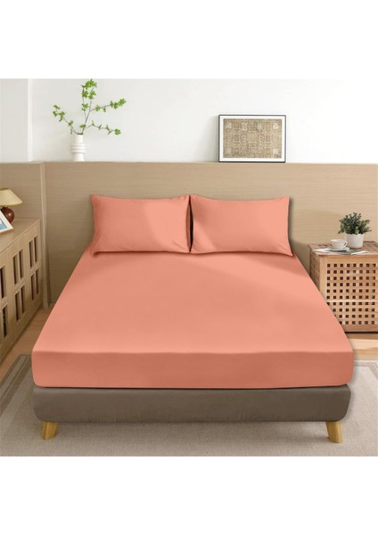 Organik Pamuk Akfil Düz Çarşaf Seti Çift Kişilik 240X260 cm Oranj