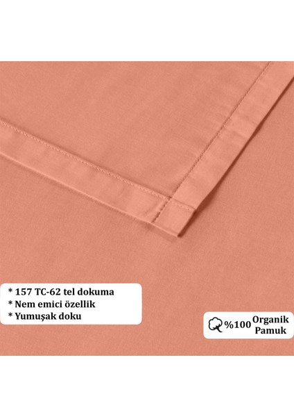 Organik Pamuk Akfil Düz Çarşaf Seti Çift Kişilik 240X260 cm Oranj modelleri