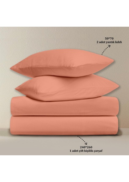 Organik Pamuk Akfil Düz Çarşaf Seti Çift Kişilik 240X260 cm Oranj fırsatları