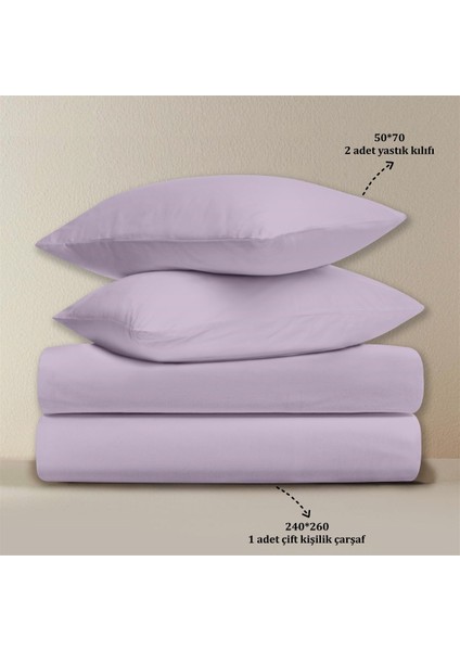 Organik Pamuk Akfil Düz Çarşaf Seti Çift Kişilik 240X260 cm Lila fırsatları