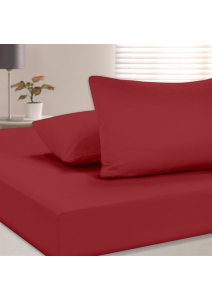 Organik Pamuk Akfil Düz Çarşaf Seti Çift Kişilik 240X260 cm Kırmızı fiyatları