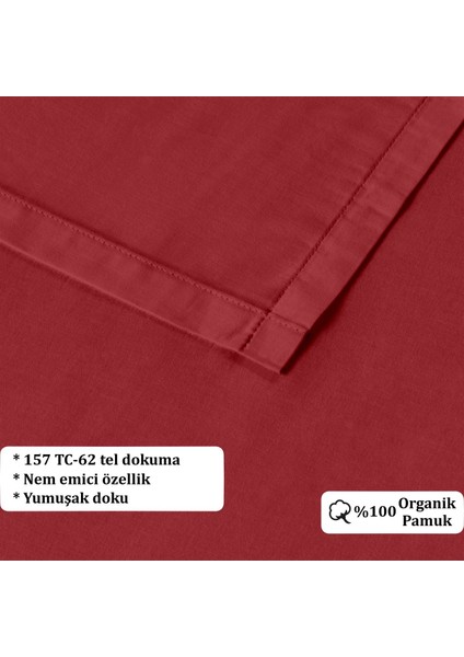 Organik Pamuk Akfil Düz Çarşaf Seti Çift Kişilik 240X260 cm Kırmızı modelleri