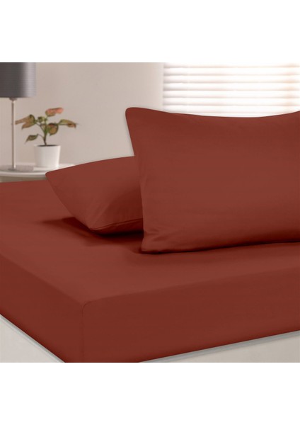 Organik Pamuk Akfil Düz Çarşaf Seti Çift Kişilik 240X260 cm Bordo fiyatları