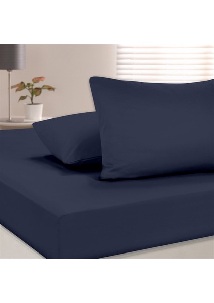 Organik Pamuk Akfil Düz Çarşaf Seti Çift Kişilik 240X260 cm Lacivert fiyatları