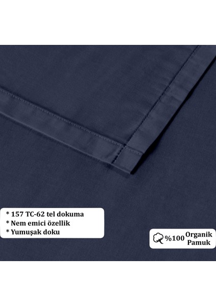 Organik Pamuk Akfil Düz Çarşaf Seti Çift Kişilik 240X260 cm Lacivert modelleri