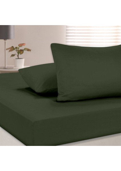 Organik Pamuk Akfil Düz Çarşaf Seti Çift Kişilik 240X260 cm Koyu Yeşil fiyatları