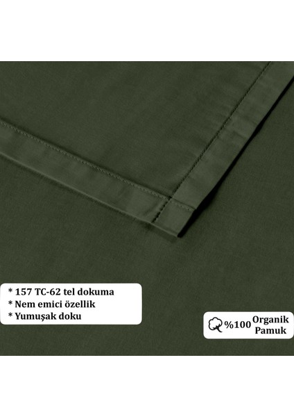 Organik Pamuk Akfil Düz Çarşaf Seti Çift Kişilik 240X260 cm Koyu Yeşil modelleri