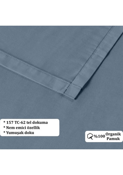 Organik Pamuk Akfil Düz Çarşaf Seti Tek Kişilik 160X240 cm Indigo modelleri
