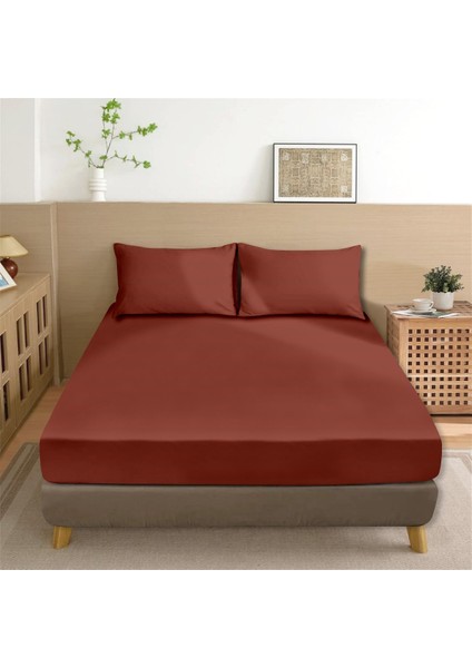 Organik Pamuk Akfil Düz Çarşaf Seti Tek Kişilik 160X240 cm Bordo