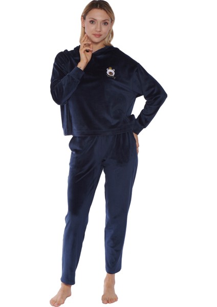 Kapüşonlu Kadın Kadife Pijama Takımı -Rubına Secret fırsatları