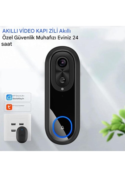 W5 Kapı Zili, Hd Görüntülü Kameralı Kablosuz Kapı Zili, İki Yönlü Konuşma, Akıllı Wifi Interkom, Ev İçin İki Yönlü Konuşma Uzun Pil Ömrü