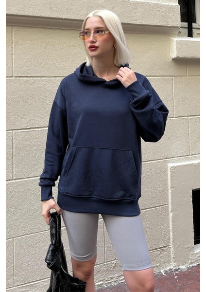 Lacivert Oversize Cepli Sweatshirt MG2207 fiyatları