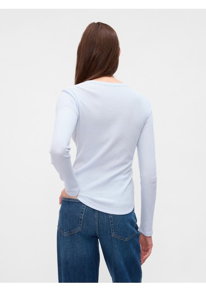 Kadın Lila Waffle Örgü T-Shirt indirimleri