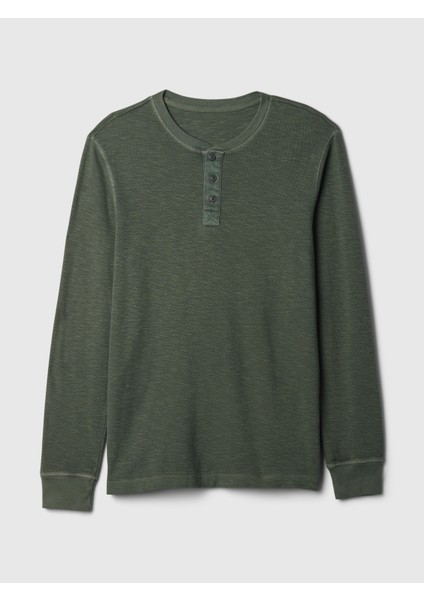 Erkek Yeşil Waffle Henley T-Shirt fiyatları