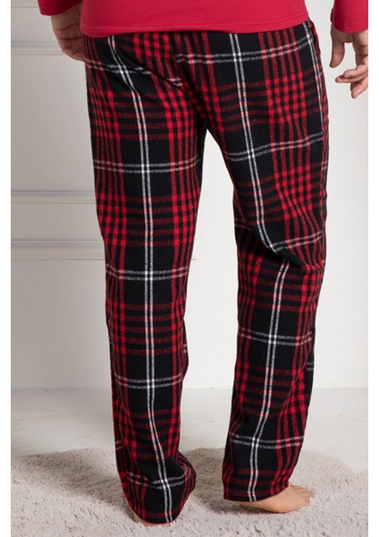 Mecit 3027 Kırmızı Ekoseli Erkek Kalın Tek Alt Pijama