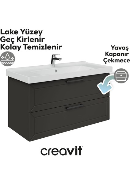 D20 100 cm İki Çekmeceli Lavabo Dolabı Lake Kapak