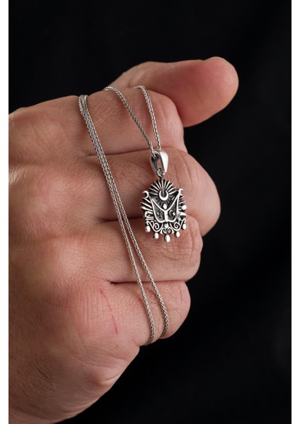 Osmanlı Devlet Arması Tuğra Eskitme Gümüş Küçük Boy Kolye fiyatları