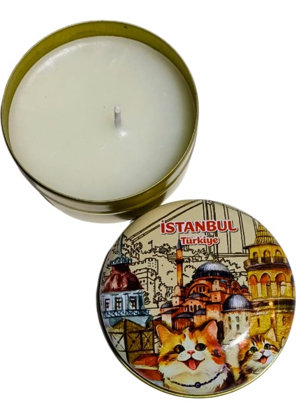 Istanbul Temalı Kedi Desenli Mum - Istanbul'dan Esintiler
