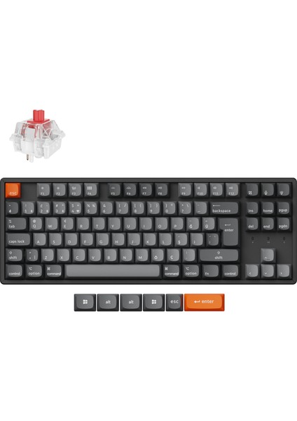 K8 Max %80 Tkl Rgb Türkçe Red Switch Kablosuz Alüminyum Çerçeve Karbon Siyah Mekanik Klavye
