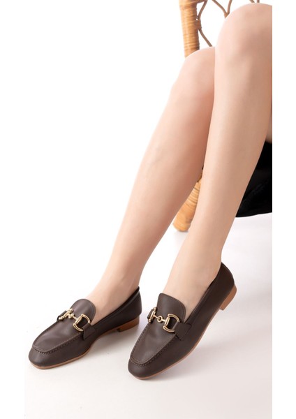 303 Kahverengi Toka Aksesuarlı Günlük Kadın Babet fiyatları