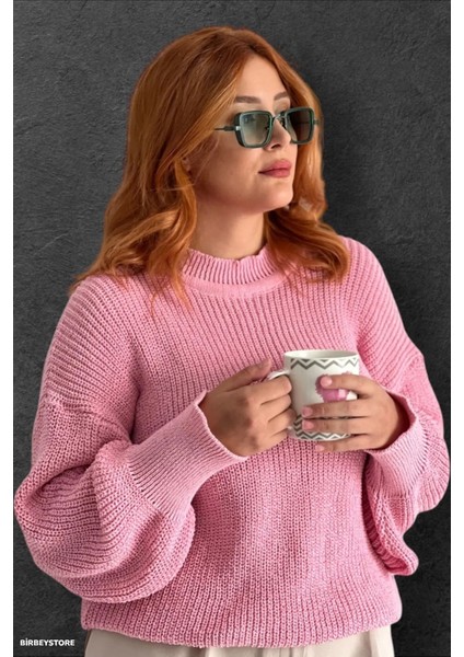 Kadın Triko Kazak Pembe Renk