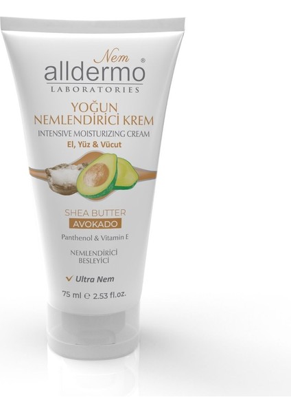 Alldermo Yoğun Nem. El, Yüz, Vücut Krem Shea Butter - Avokado 75ML