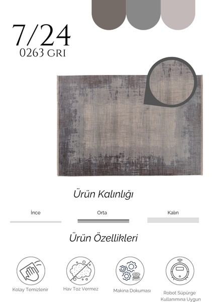 Makina Halısı Agnello Halı 7/24 0263 Gri fırsatları