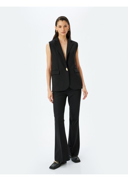Slim Fit Cepli Ispanyol Paça Kumaş Pantolon