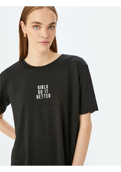 Baskılı Bisiklet Yaka Uzun Rahat Kalıp T-Shirt fiyatları