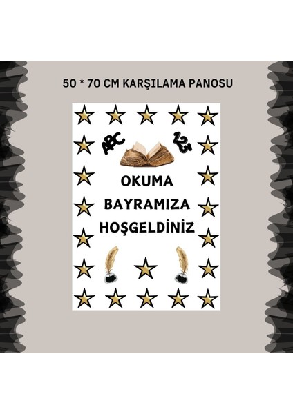 Okuma Bayramı Pano Süsü ( Artık Okuyorum, Yazıyorum Yazılı) Siyah - Sarı