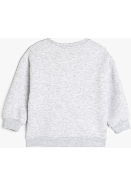 Slogan Baskılı Bisiklet Yaka Uzun Kollu Sweatshirt