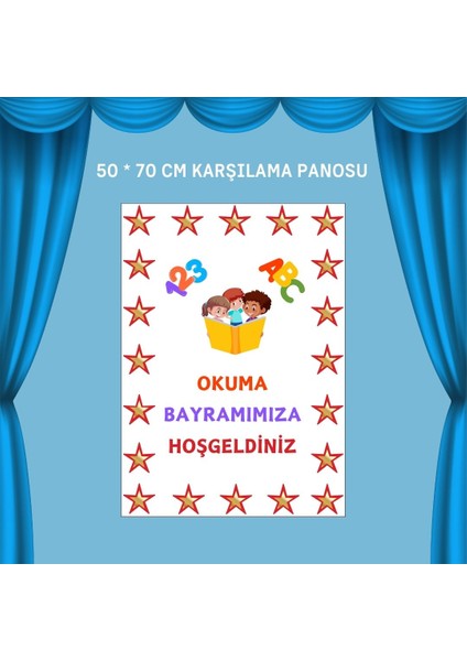 Okuma Bayramı Pano Süsü ( Artık Okuyorum, Yazıyorum Yazılı) Renkli