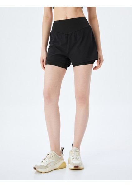 Beli Lastikli Slim Fit Taytlı Spor Şort