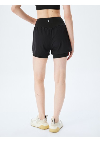 Beli Lastikli Slim Fit Taytlı Spor Şort