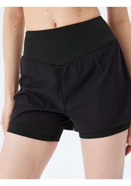 Beli Lastikli Slim Fit Taytlı Spor Şort